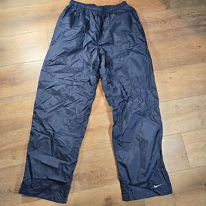 Vintage Nike Men’s Large Navy Blue Nylon Swishy Sweatpants Cotton Lined Track